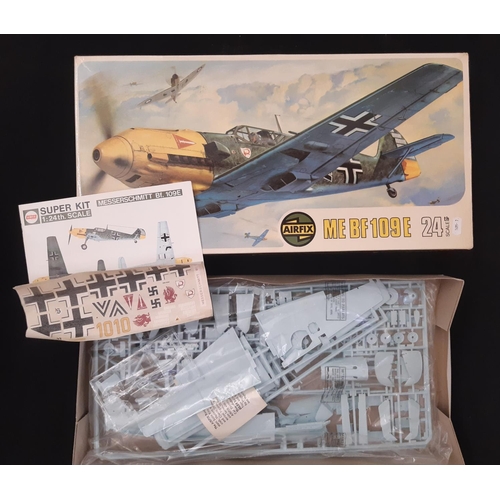 701 - Three 1:24 scale Airfix 'Super Kit' model aircraft kits including P51D Mustang, Spitfire 1a and ME B... 