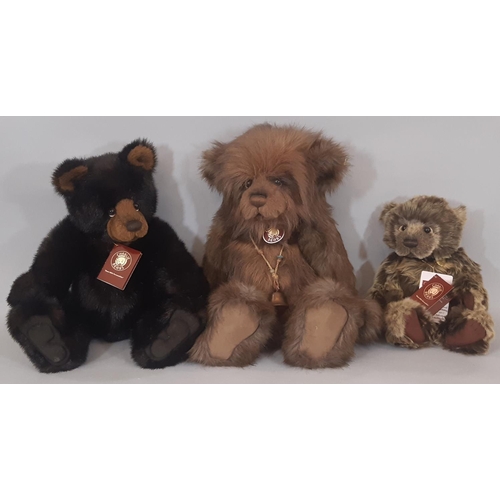 711 - Three Charlie Bears designed by Isabelle Lee comprising Frank, Jimbob and Birthday Wojtek (3)