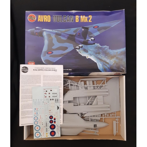 716 - Five vintage 1:72 scale model aircraft kits  including Airfix Avro Vulcan B Mk 2, others by  Italeri... 