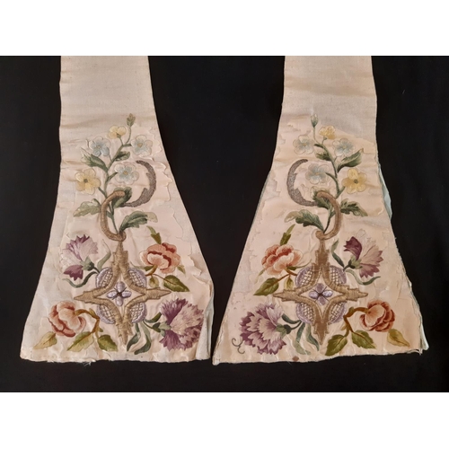 726 - Five 19th century - early 20th century ecclesiastic vestment stoles the largest being 23cm wide with... 