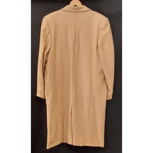 729 - Georgio Armani classic men's coat in camel coloured cashmere with concealed front buttons and monogr... 