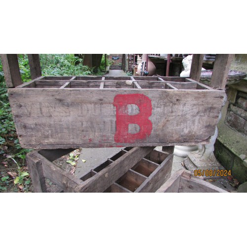 1018 - Five vintage French wooden bottle crates together with a selection of galvanised buckets, old sieve,... 