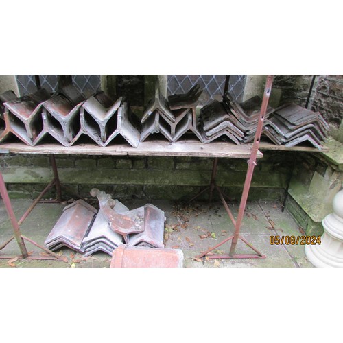 1012 - Architectural salvage - Victorian and later terracotta ridge tiles, two designs, 22 pierced castella... 