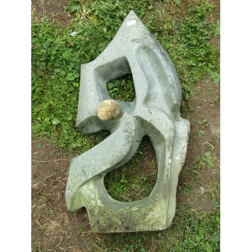 1063 - A contemporary carved marble abstract sculpture 59 cm high raised on a square pedestal (af) (disconn... 