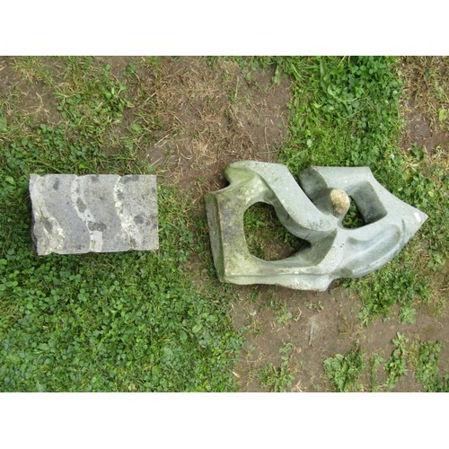 1063 - A contemporary carved marble abstract sculpture 59 cm high raised on a square pedestal (af) (disconn... 