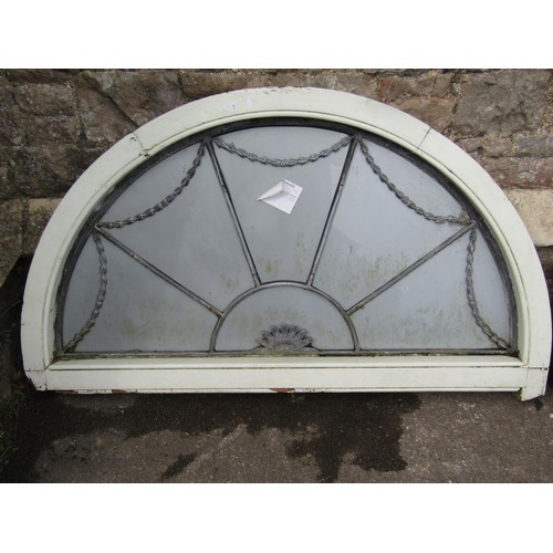 1050 - Architectural salvage - pair of antique reclaimed fan light casement windows enclosing glazed leaded... 