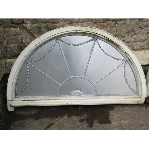 1050 - Architectural salvage - pair of antique reclaimed fan light casement windows enclosing glazed leaded... 