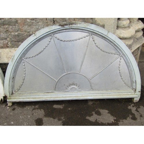 1050 - Architectural salvage - pair of antique reclaimed fan light casement windows enclosing glazed leaded... 