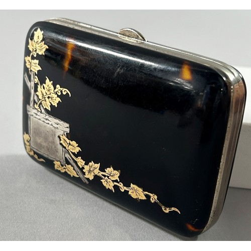 381 - Tortoiseshell gold and silver box