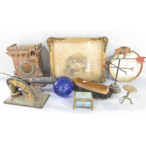 442 - A miscellaneous collection of items including a Chinese cloisonné box, a plate with Mr Toad catching... 