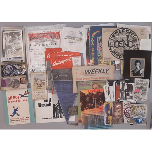 686 - A boxful of mixed ephemera 1950's to 1990's including 1960's music industry memorabilia for the band... 