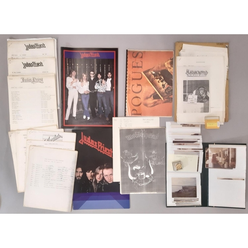 695 - Music/ rock band tour memorabilia; tour crew schedules and catalogues for 1978 and 1979 Judas Priest... 