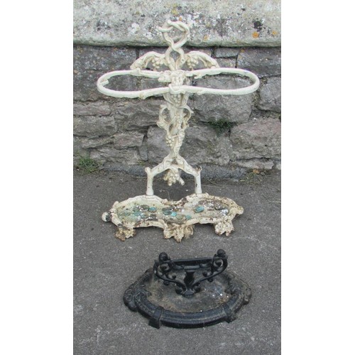 1116 - A Victorian painted cast iron country house stick / umbrella stand decorated with fruiting vines, 60... 