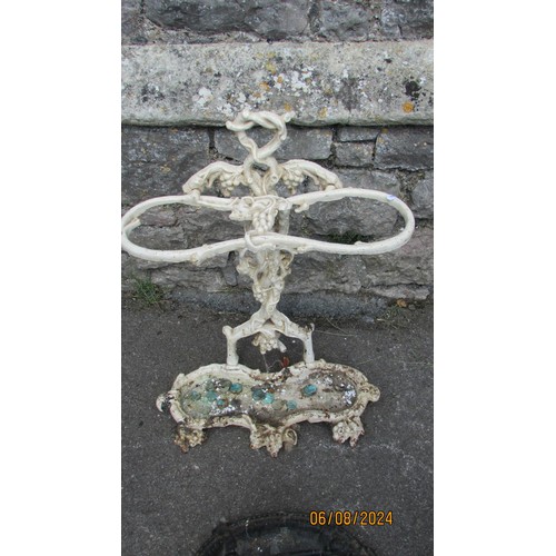 1116 - A Victorian painted cast iron country house stick / umbrella stand decorated with fruiting vines, 60... 