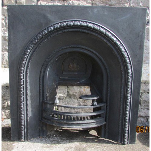 1127 - A Victorian cast iron fire insert, with moulded arched borders, 91 x 87cm.