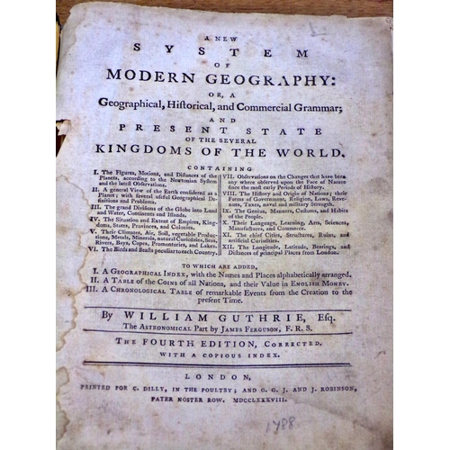 608 - Antiquarian interest - a leather bound Welsh Bible (1835), Guthrie's Modern Geography (1788) and Ott... 