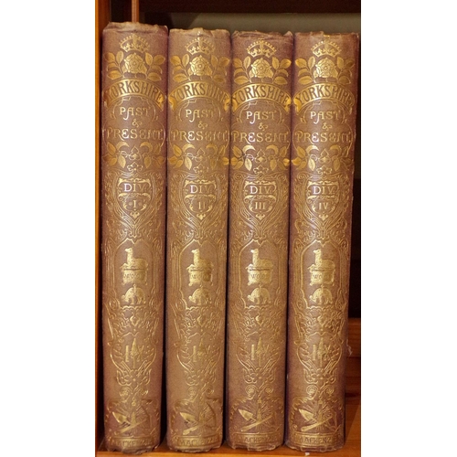 613 - Yorkshire Past and Present, by Thomas Baines, in 4 volumes in gilt tooled original red cloth binding... 