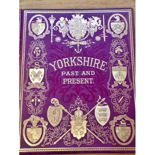 613 - Yorkshire Past and Present, by Thomas Baines, in 4 volumes in gilt tooled original red cloth binding... 