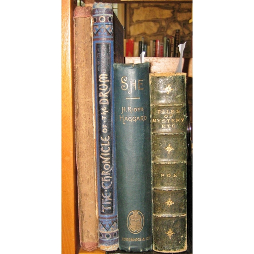 619 - Four rare volumes: Haggard's She, Poe's Tales of Mystery, Thackeray's Chronicle of the Drum and Tenn... 