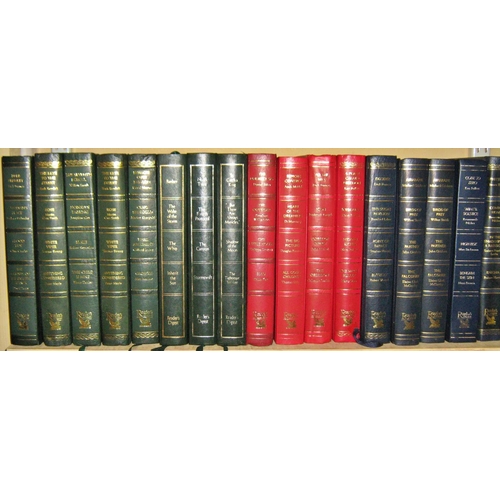 628 - A collection of Reader's Digest novels, green, red, blue and brown leather bindings (24)