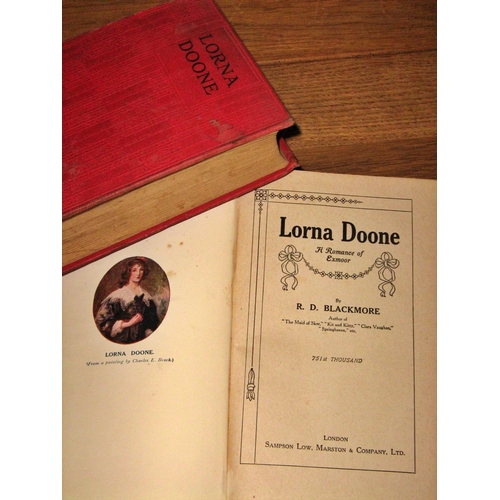 639 - A collect of editions of Lorna Doone, A Romance of Exmoor by R D Blackmore: a small tan leather boun... 