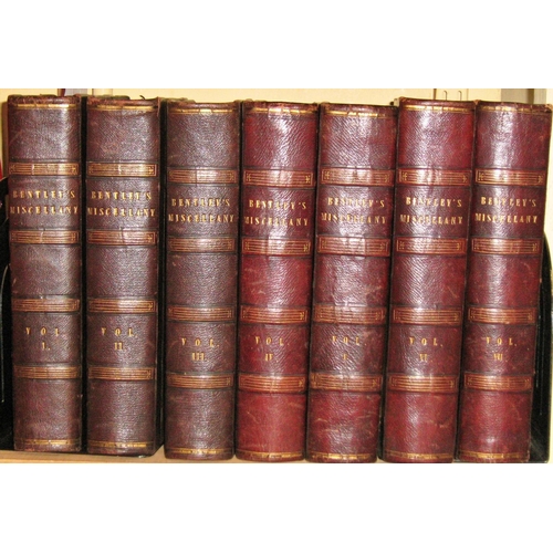 643 - Seven leather bound volumes of Bentley's Miscellany (Richard Bentley) (1837 - 1840) edited by Charle... 