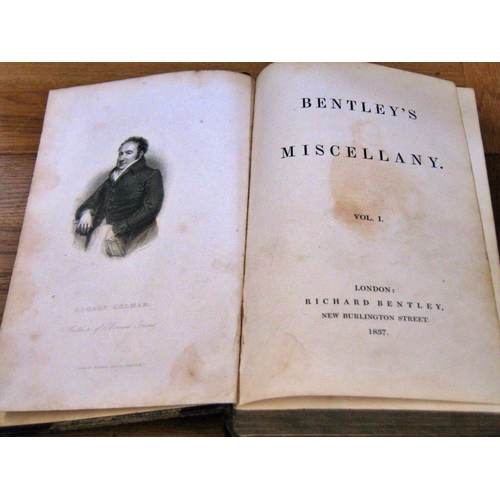 643 - Seven leather bound volumes of Bentley's Miscellany (Richard Bentley) (1837 - 1840) edited by Charle... 