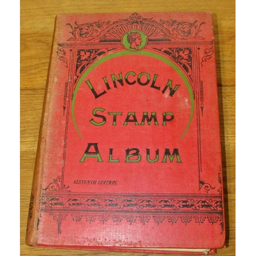 677 - A small Lincoln stamp album featuring late 19th and early 20th century stamps from Great Britain and... 