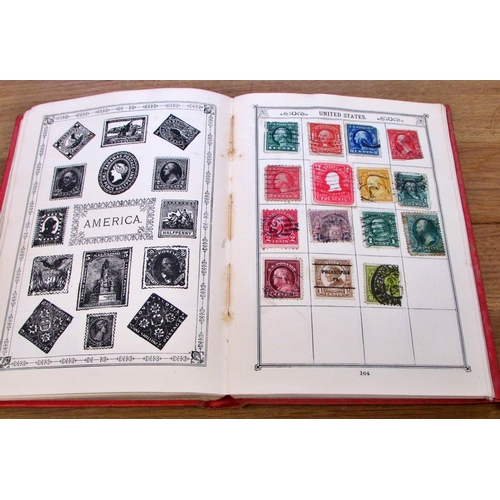 677 - A small Lincoln stamp album featuring late 19th and early 20th century stamps from Great Britain and... 