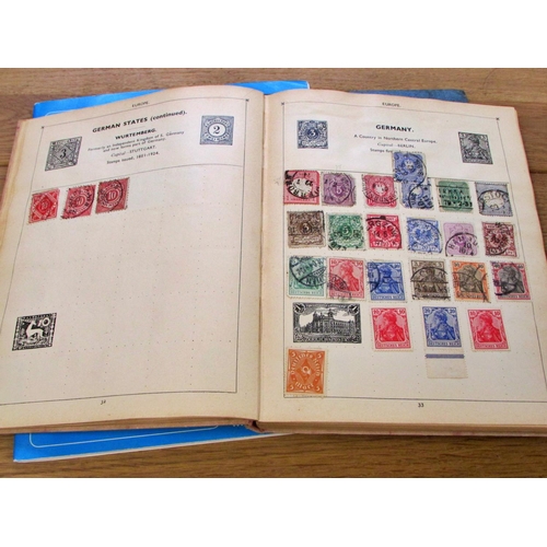 678 - A small collection of stamps in three albums - mostly late Victorian / early 20th century examples, ... 