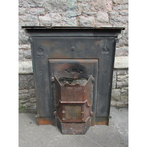 1134 - An Art Nouveau cast iron fire surround, 102 x 90cm.