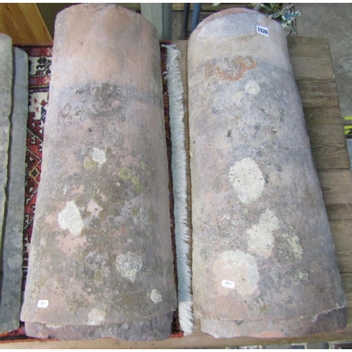 1158 - Six large 18th century or later provincial French roof tiles of curved tapering form, 72 x 29 cm max