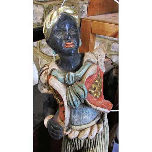 435 - A 19th century Venetian carved and painted wood ‘Blackamoor’ figural torchere stand (A/F) 122cm high... 