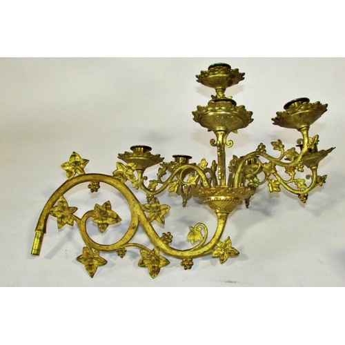 537 - A heavy antique ecclesiastical brass pricket candlestick in the old English style, with tapering tur... 