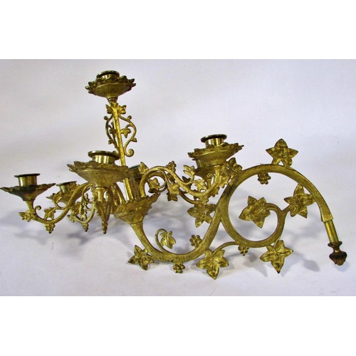 537 - A heavy antique ecclesiastical brass pricket candlestick in the old English style, with tapering tur... 