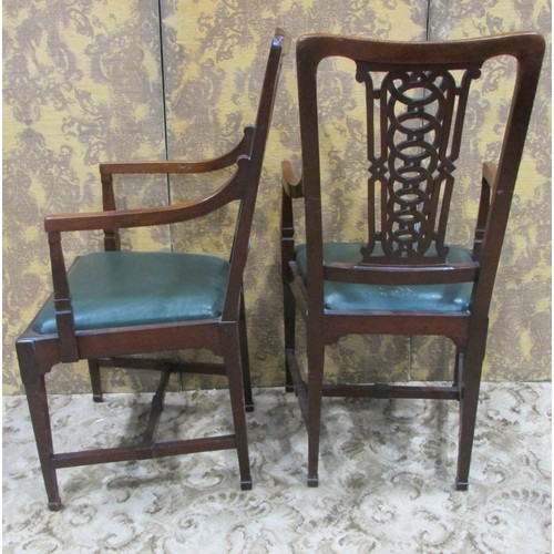 1183 - A collection of furniture including a pair of Edwardian mahogany elbow chairs with pierced splats, a... 