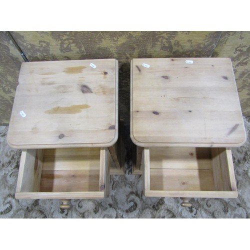 1201 - A pair of pine three drawer bedside tables 35cm w x 64cm h x 32cm d.