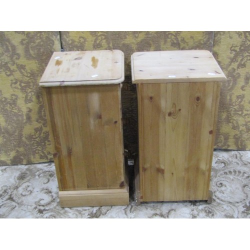 1201 - A pair of pine three drawer bedside tables 35cm w x 64cm h x 32cm d.