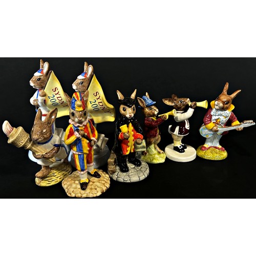 161 - A collection of Royal Doulton Bunnykins ware, some limited editions, many in character dress (22 app... 