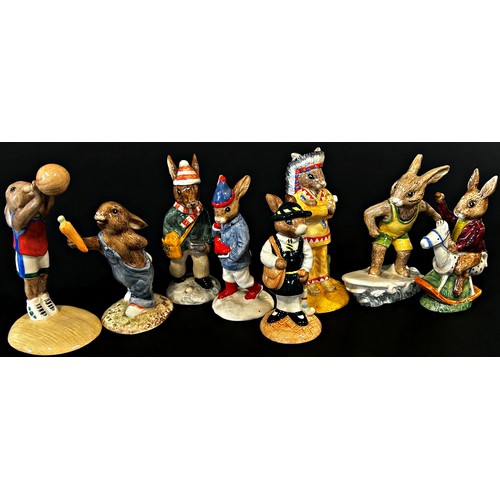 161 - A collection of Royal Doulton Bunnykins ware, some limited editions, many in character dress (22 app... 