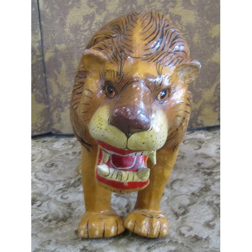 1248 - A large Indian papier-mâché figure of a male lion in standing pose, 60cm high