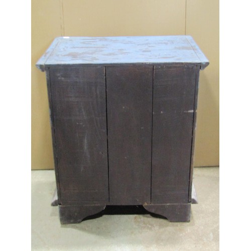 1249 - A small chest of three long drawers with painted and  distressed/scraped finish, 68cm high x 60cm wi... 