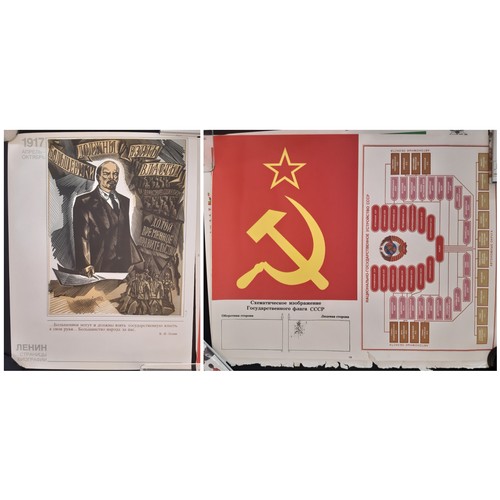 1738 - A collection of Soviet Union posters to include seven Lenin biography posters depicting Lenin and fa... 