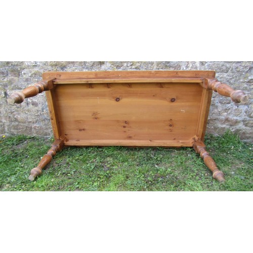 1224 - An old style kitchen farm house table on four turned screw on supports, 180cm x 90cm