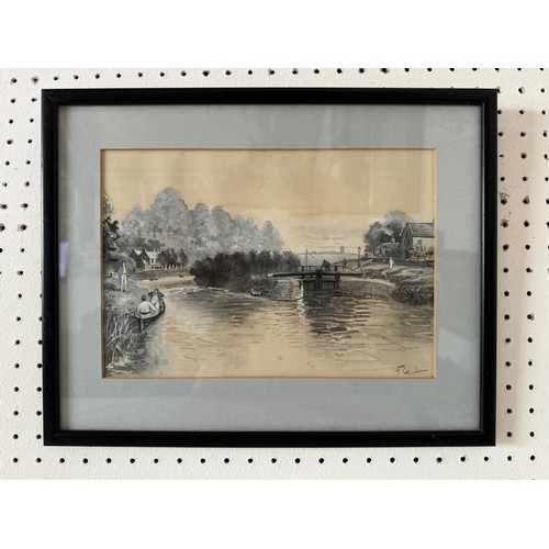 1719 - Thirteen framed works, to include: Frederick George Lewin (Local Artist, 1861-1933) - Scene of River... 