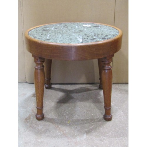 1270 - 19th century mahogany occasional table of circular form with inset green marble, 48cm diameter