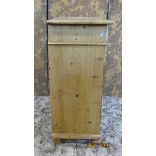 1274 - A 19th century stripped and waxed pine side cupboard enclosed by two panelled doors with two drawers... 