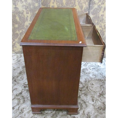 1280 - An art nouveau chest of two long and two short drawers with inset leather top, 85cm high x 105cm wid... 