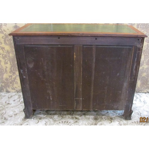 1280 - An art nouveau chest of two long and two short drawers with inset leather top, 85cm high x 105cm wid... 