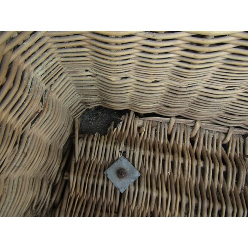 1288 - Two old large country house wicker hampers, one with rope carrying handles (2)